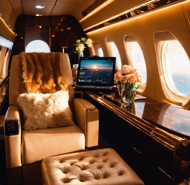 a large airplane with a laptop and a laptop