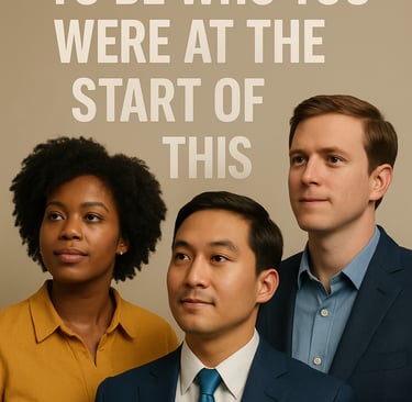 a man and woman standing in front of a poster