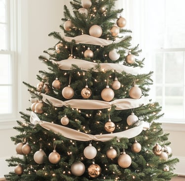 a christmas tree with ornaments and presents
