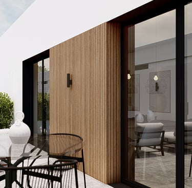 a patio with a table and chairs and a table