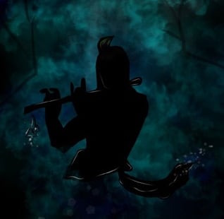 silhouette of krishna 