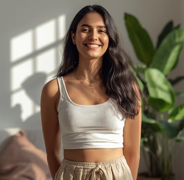 Clean AF Life founder with her plants, highlighting a non-toxic lifestyle.