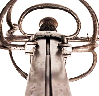 The hilt of the extending rapier
