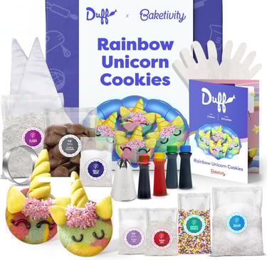 Rainbow unicorn cookie baking kit for kids