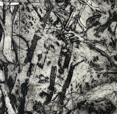 Collagraph - detail from Kings Cross study