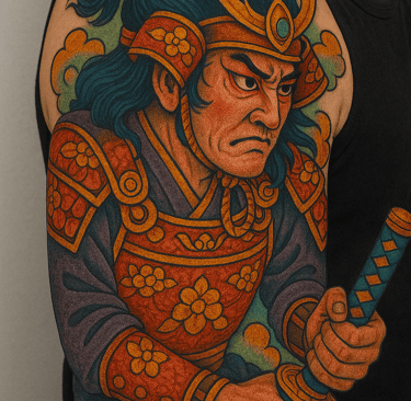 Tatuaje oriental de samurái – tatuador en Valencia