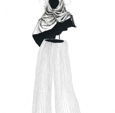 zeitgenössische Zeichnung in Schwarz-Weiß