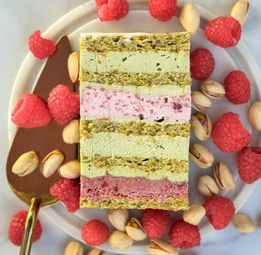 a piece of cake with a slice of cake on top of it