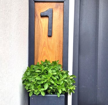 Handmade door number plant pot wall installed hanging fence planter pot with door sign plate personalised house number