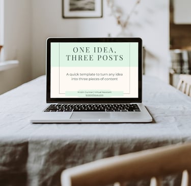 a laptop computer sitting on a table with One Idea Three Posts Freebie