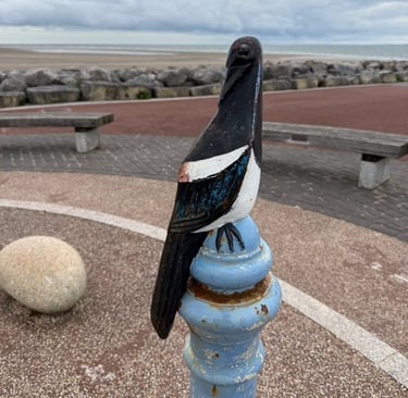 Bird sculptures in Morecambe, England