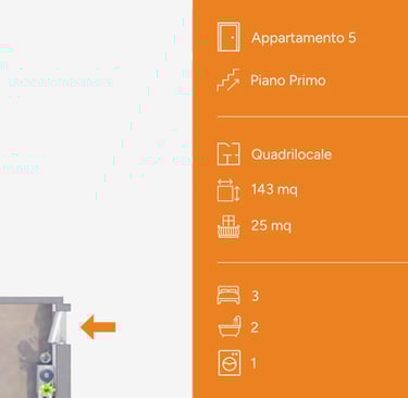 Planimetria quadrilocale Mil-Flores, appartamento 5, 143 mq, via Dei Bombici Cremona.