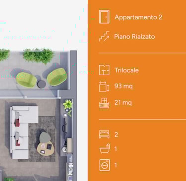 Planimetria trilocale Mil-Flores, appartamento 2, 93 mq, via Dei Bombici Cremona.