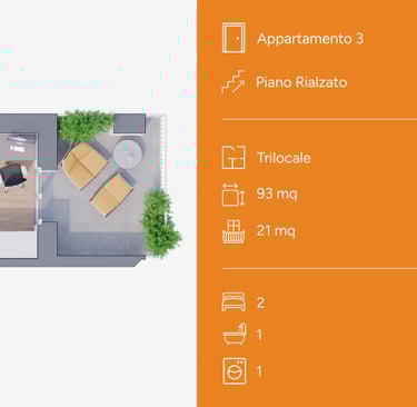 Planimetria trilocale Mil-Flores, appartamento 3, 93 mq, via Dei Bombici Cremona.