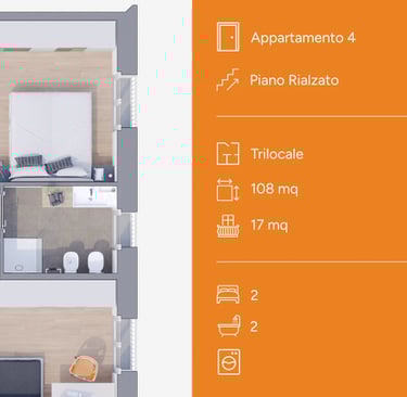 Planimetria trilocale Mil-Flores, appartamento 4, 108 mq, via Dei Bombici Cremona.