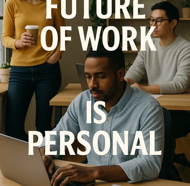 a man and woman sitting at a desk with a laptop