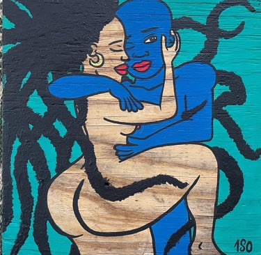 Peinture acrylique sur bois de récupération - "confiance" 1SO