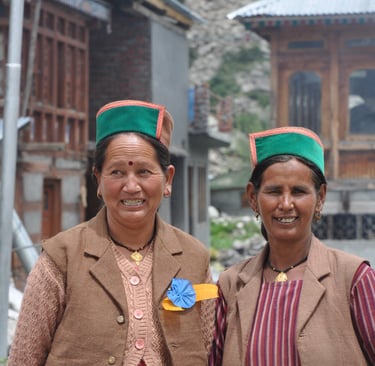 women in traditional clothing, sangla valley, himachal pradesh, India