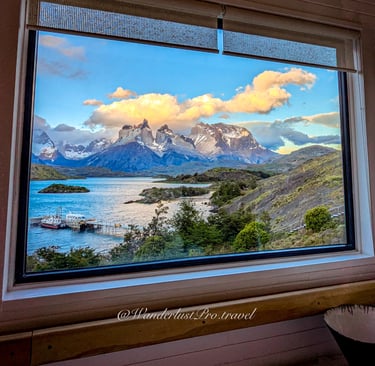 Explora Patagonia hotel view from guest relaxation area