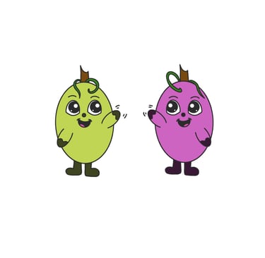 Dessin original de grains de raisins provenant de l'univers de Calnima autrice française indépendant