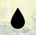 a black tear shaped water bottle with a black tear shaped droplet