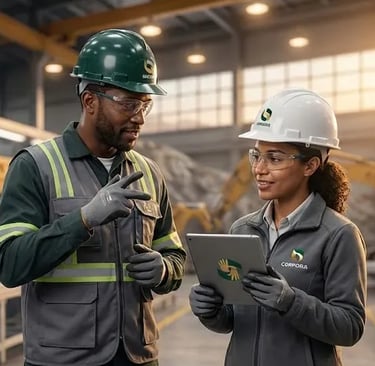 Supervisor industrial e engenheira se comunicCurso de libras para empresas focado em segurança do trabalho.