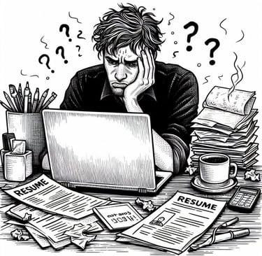 a man sitting at a desk with a laptop computer and a cup of coffee