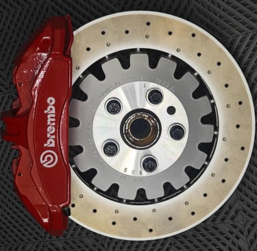 Brembo GT350 calipers retrofitted onto the MQB platform with option of running 360 to 390mm rotors
