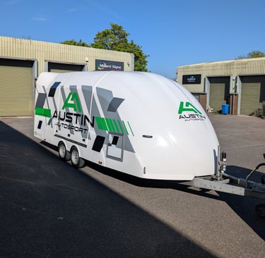 graphic kit and sign writing supplied and fitted for a race car trailer 