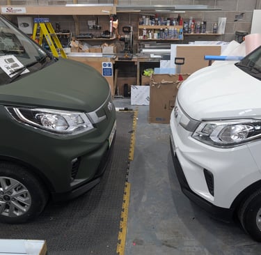 Maxis van wrapped in Avery supreme matte khaki green