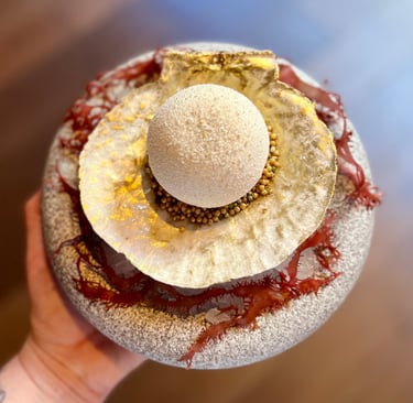 a unique dessert that looks like a pearl by Paola Marocchi