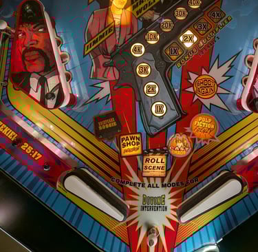 Playfield du Flipper Pulp Fiction avec ses Slingshots et batteurs
