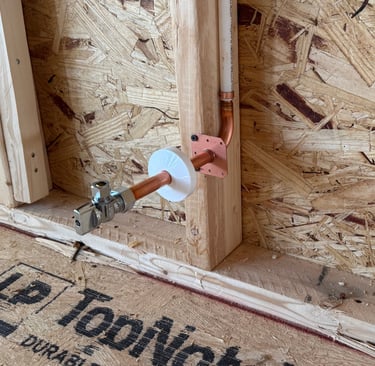 copper stub-out, new construction, premium feature, angle stop, stub out, stub-out, copper