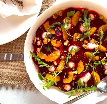 Fresh beetroot salad prepared by Villa Eats Private