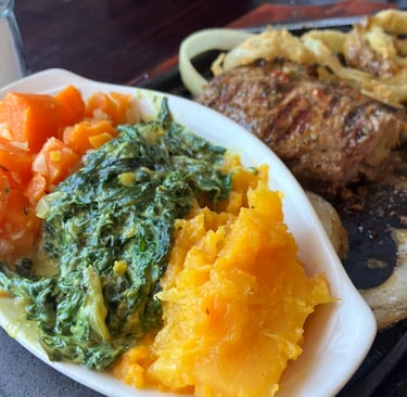 steak with butternut and spinach in Durban, south Africa