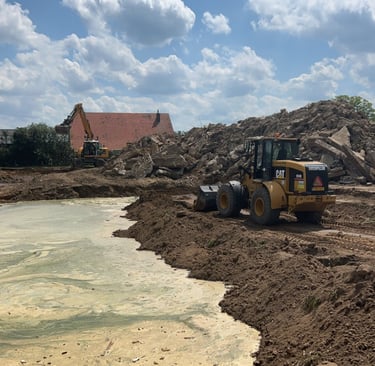 a construction site with a bulldozer and a bulldozer