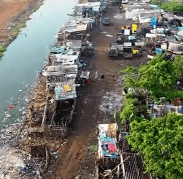 a river with a lot of garbage and a lot of trash