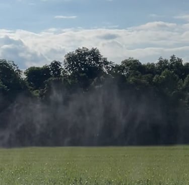 Hutch Drone Pro flying dji t40 crop spraying drone over corn