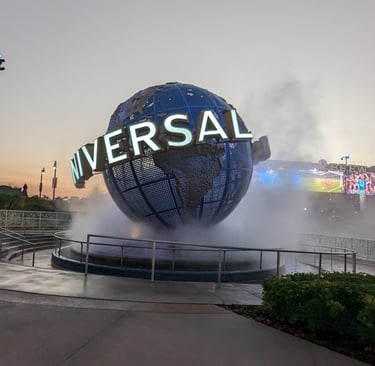 iconic Universal Orlando Resort rotating world sign