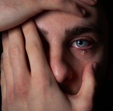 Depressed man examining his life through therapy