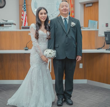 a man and woman standing in a courtroom