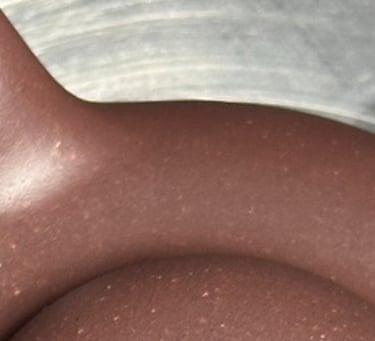 Overhead close-up of a Yixing teapot