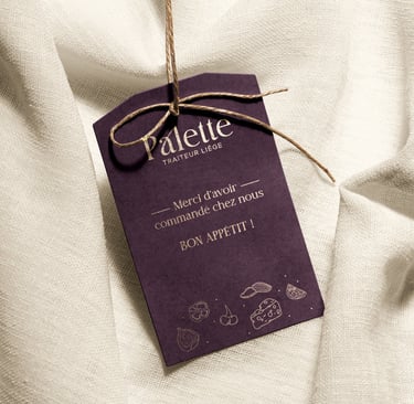 Palette traiteur Liège, carte remerciements, mockup