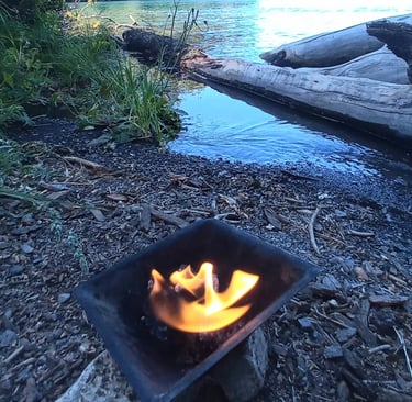fuego homa frente a lago nahuel huapi bariloche argentina