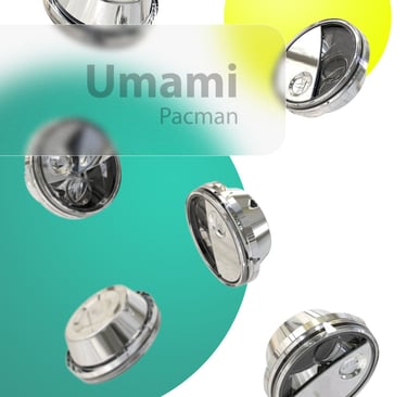 Floating composition render revealing lid, cap, and container components, designed by Koorosh Shojae