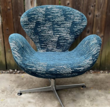 reupholstered swan chair after - toronto