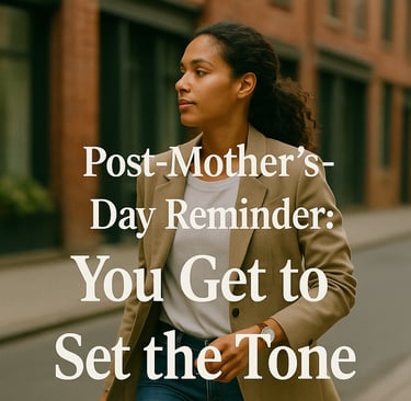 a woman walking down a street with a text overlay that says post - mother