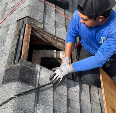 "Safe chimney demolition in Des Moines by ProFaster’s certified team, ensuring no damage to the roof