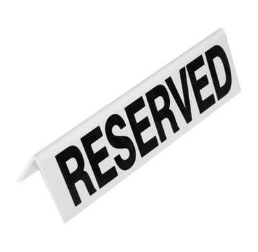 White Acrylic Reserved Sign for Event Seating