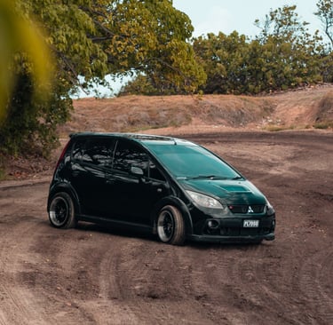 black mitsubishi colt version r offroad